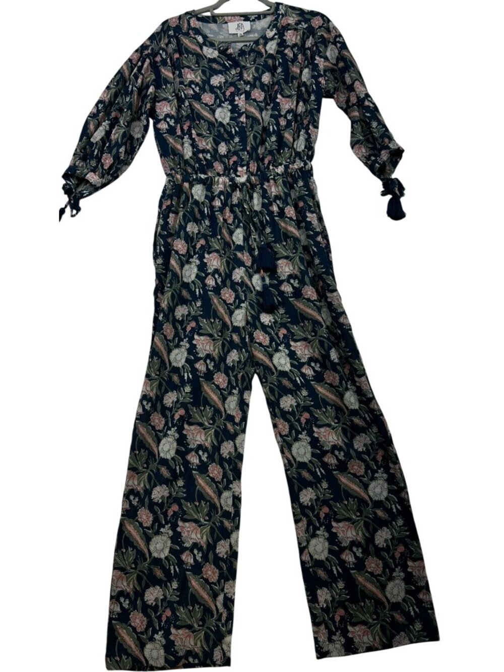DRA Los Angeles Anthropologie Women's Long Sleeve Jumpsuit Size XS Blue Floral